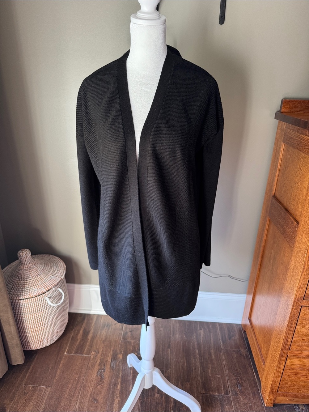 Vineyard Vines Black Ribbed Open Front Cardigan Size Small
